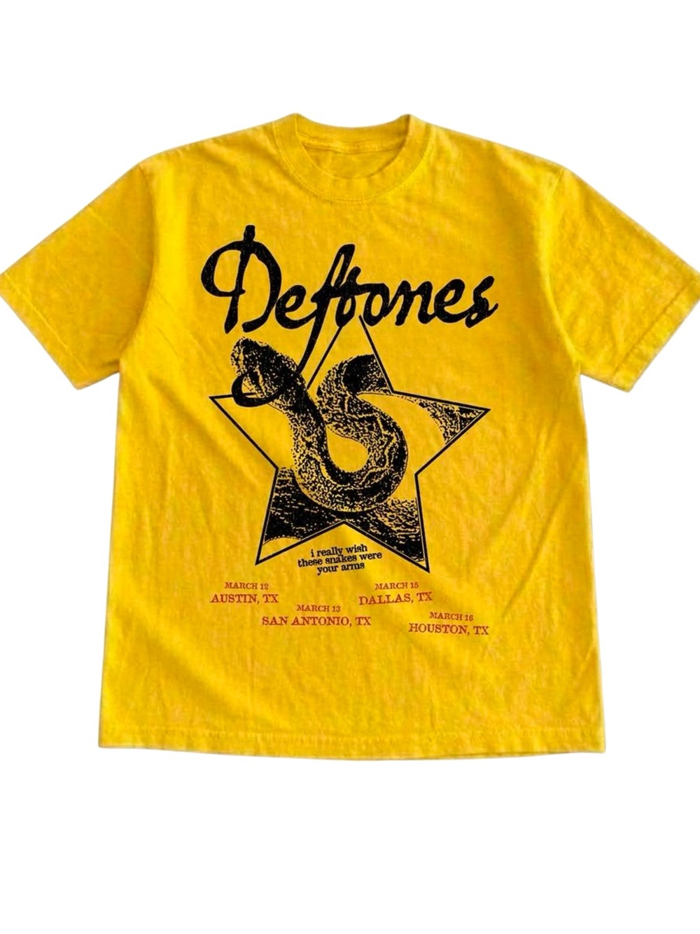 Deftones Snake Star Texas Tour Yellow Band Merch Graphic Tee